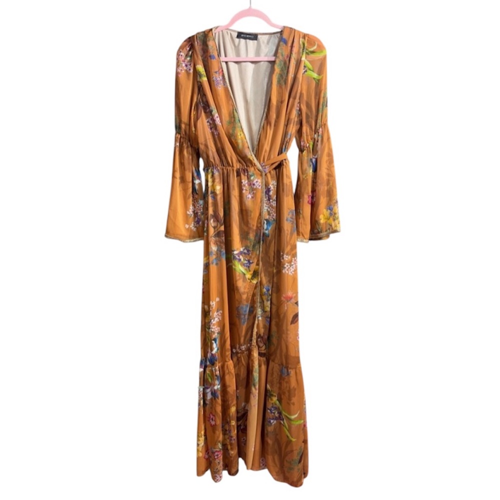 Ziczac floral‎ maxi wrap dress Sz S